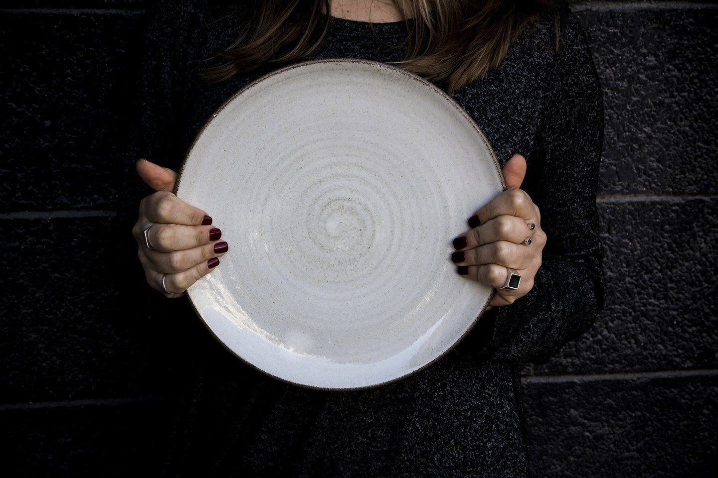 White Large Pottery Dinner Plate