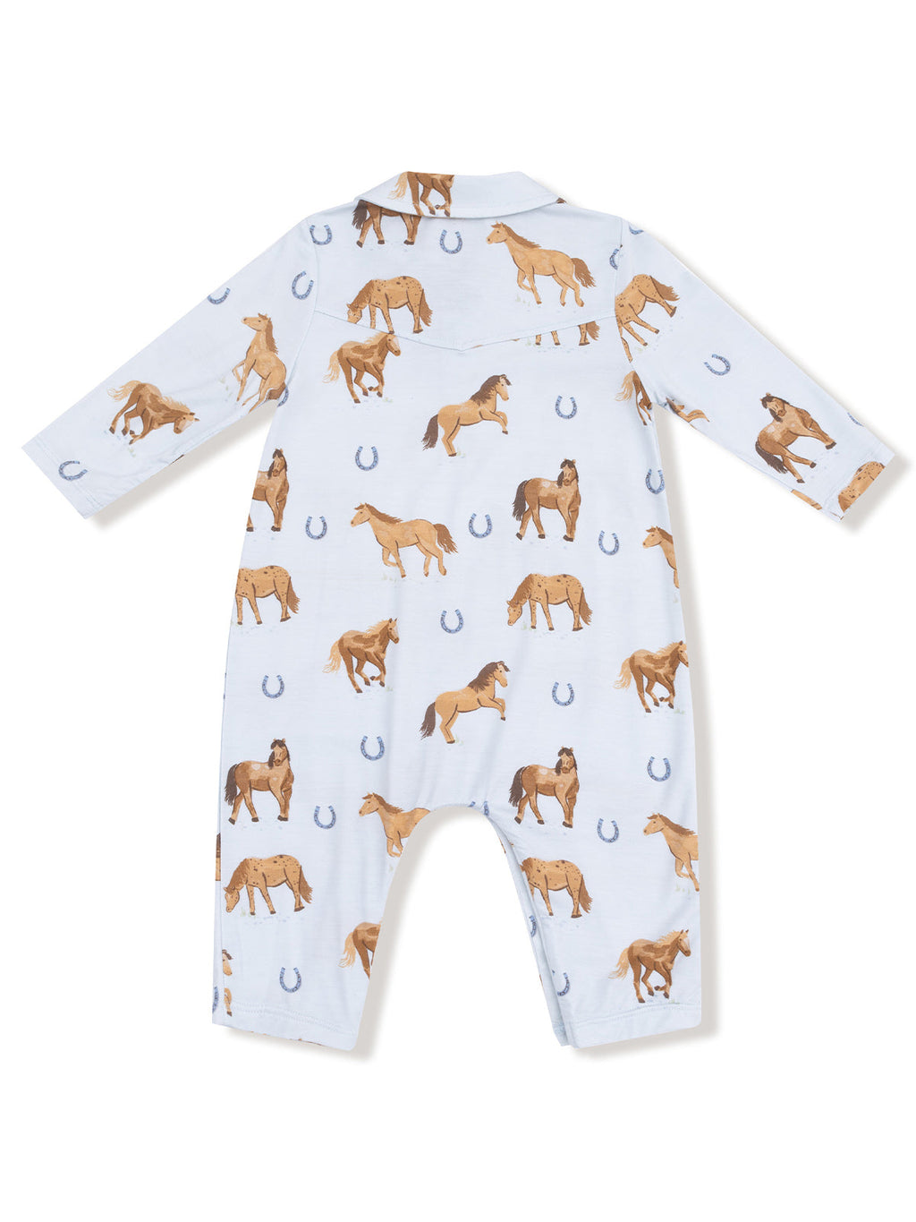 Cowboy Romper, Horses Blue