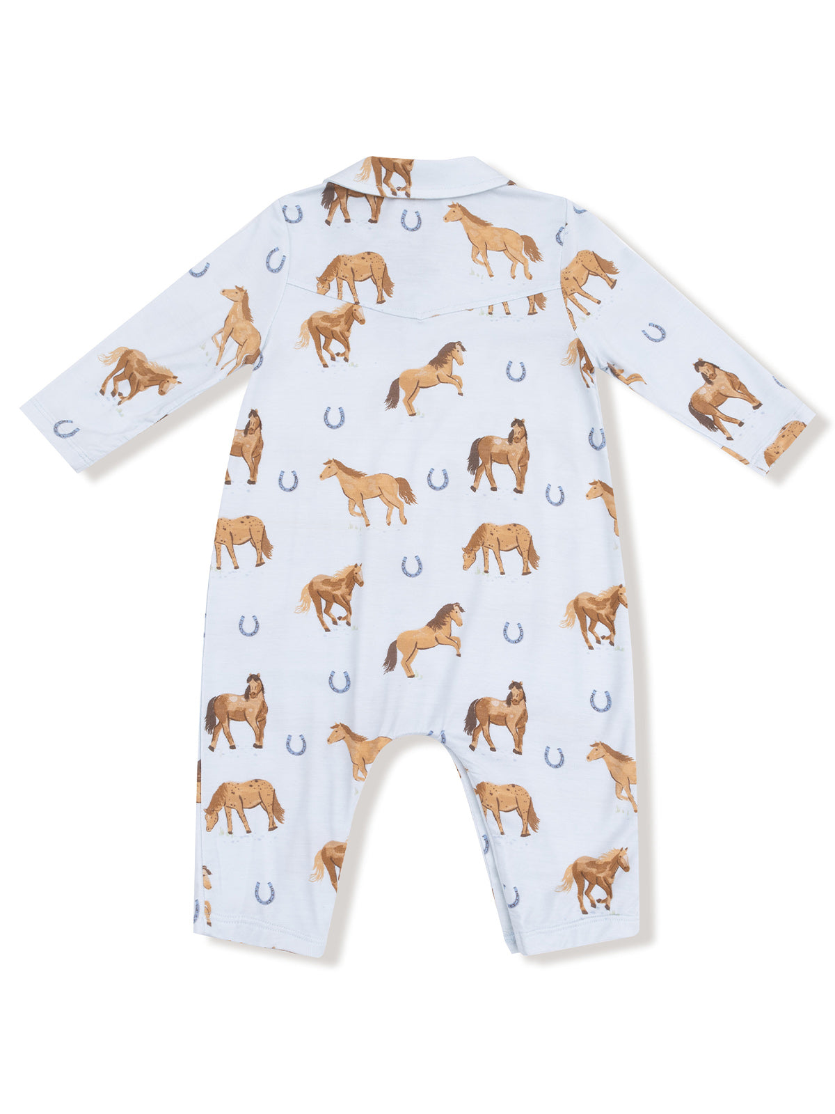 Cowboy Romper, Horses Blue