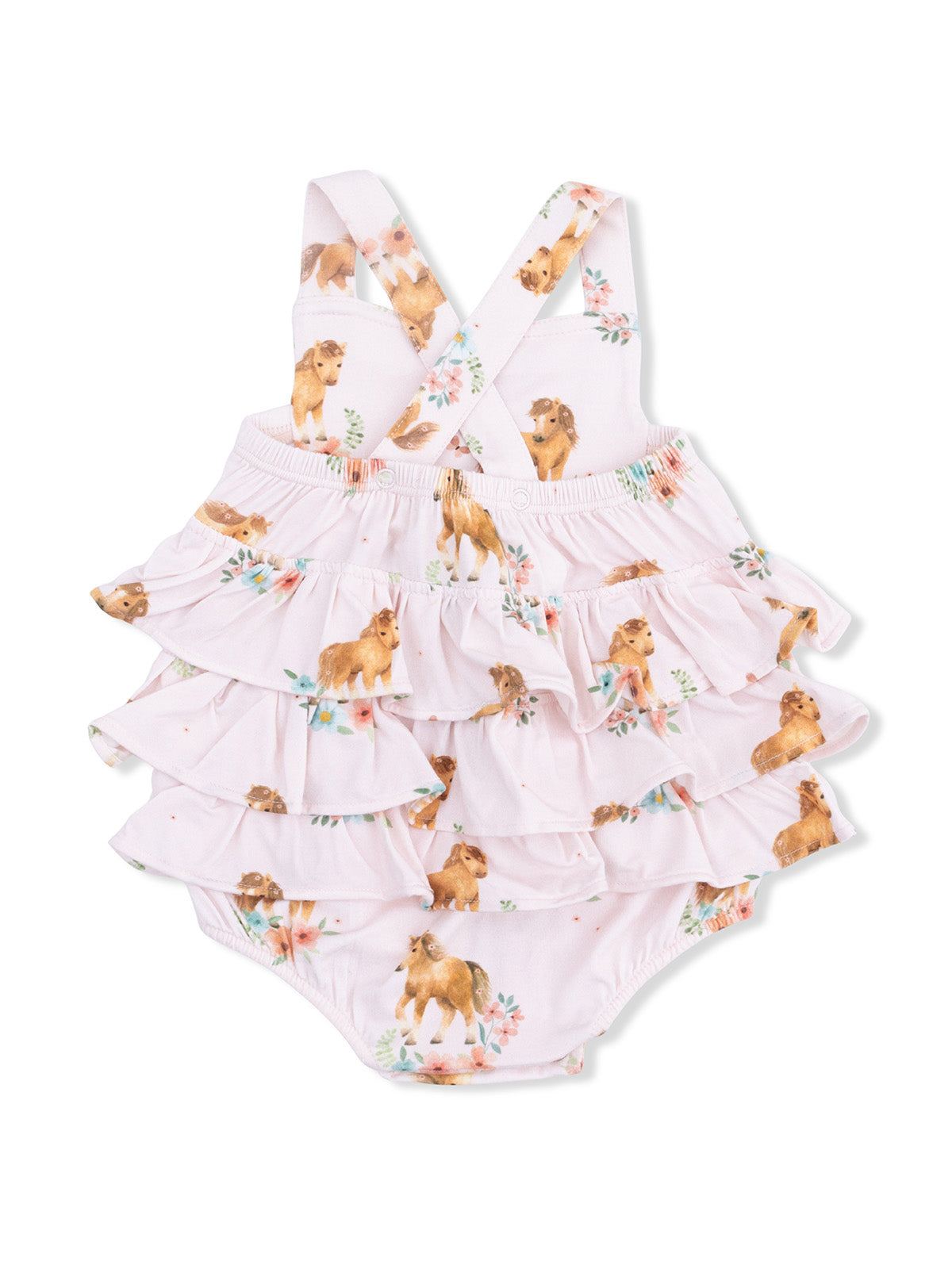 Ruffle Sunsuit, Pink Ponies