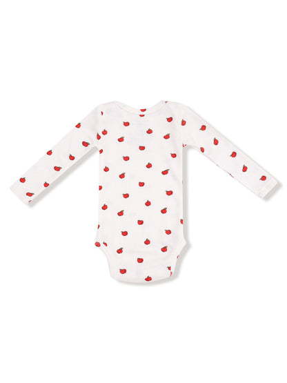 Ribbed Long Sleeve Bodysuit, Tiny Apples