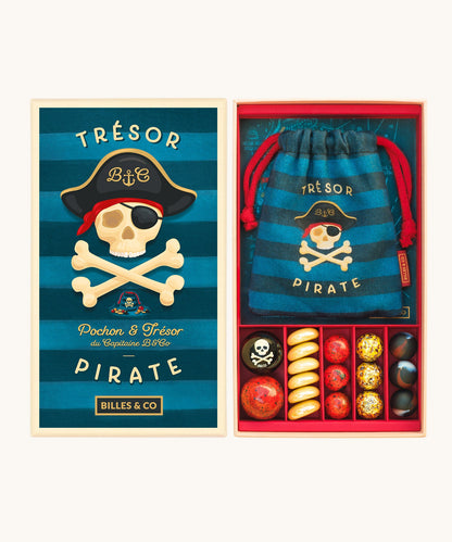 Billes & Co Pirate Treasure Pouch Marble Box - 17 Pack