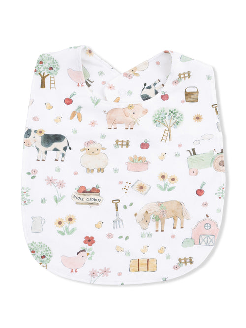 Feeding Bib, Cute Farm Animals Pink