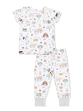 Short Sleeve Loungewear Set, Cute Farm Animals Uni