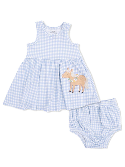 Tank Dress & Bloomer, Cute Farm Animals Horse Appliqué