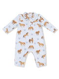Cowboy Romper, Horses Blue