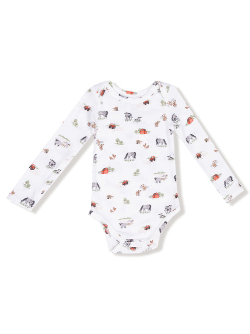 Ribbed Long Sleeve Bodysuit, Little Farm