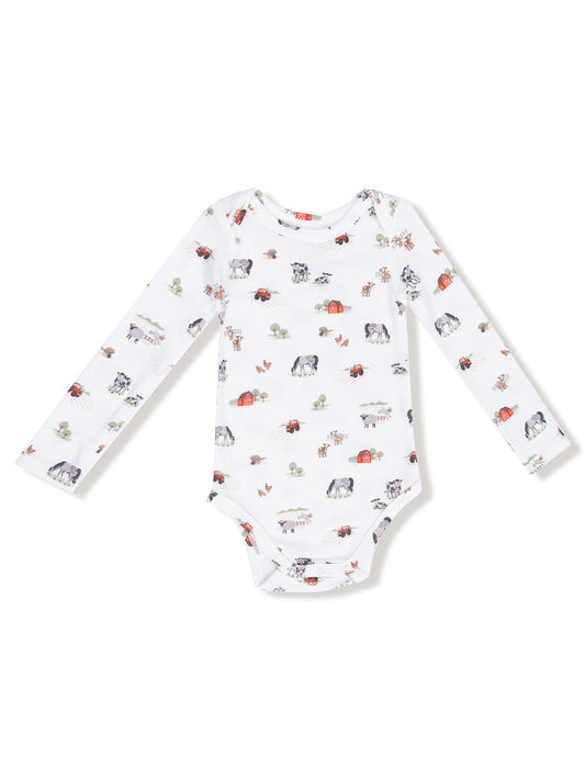 Ribbed Long Sleeve Bodysuit, Little Farm