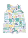 Sleeveless Shortie Romper, Patchwork Farm