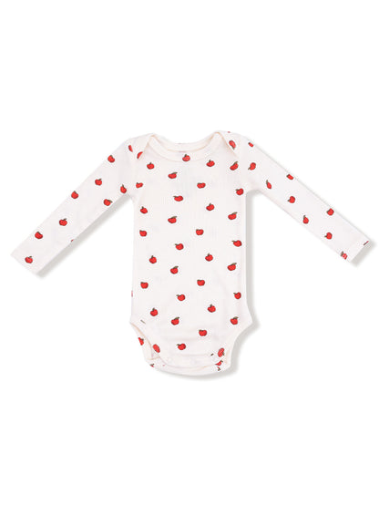 Ribbed Long Sleeve Bodysuit, Tiny Apples
