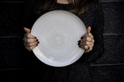 White Large Pottery Dinner Plate
