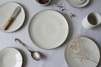 White Large Pottery Dinner Plate