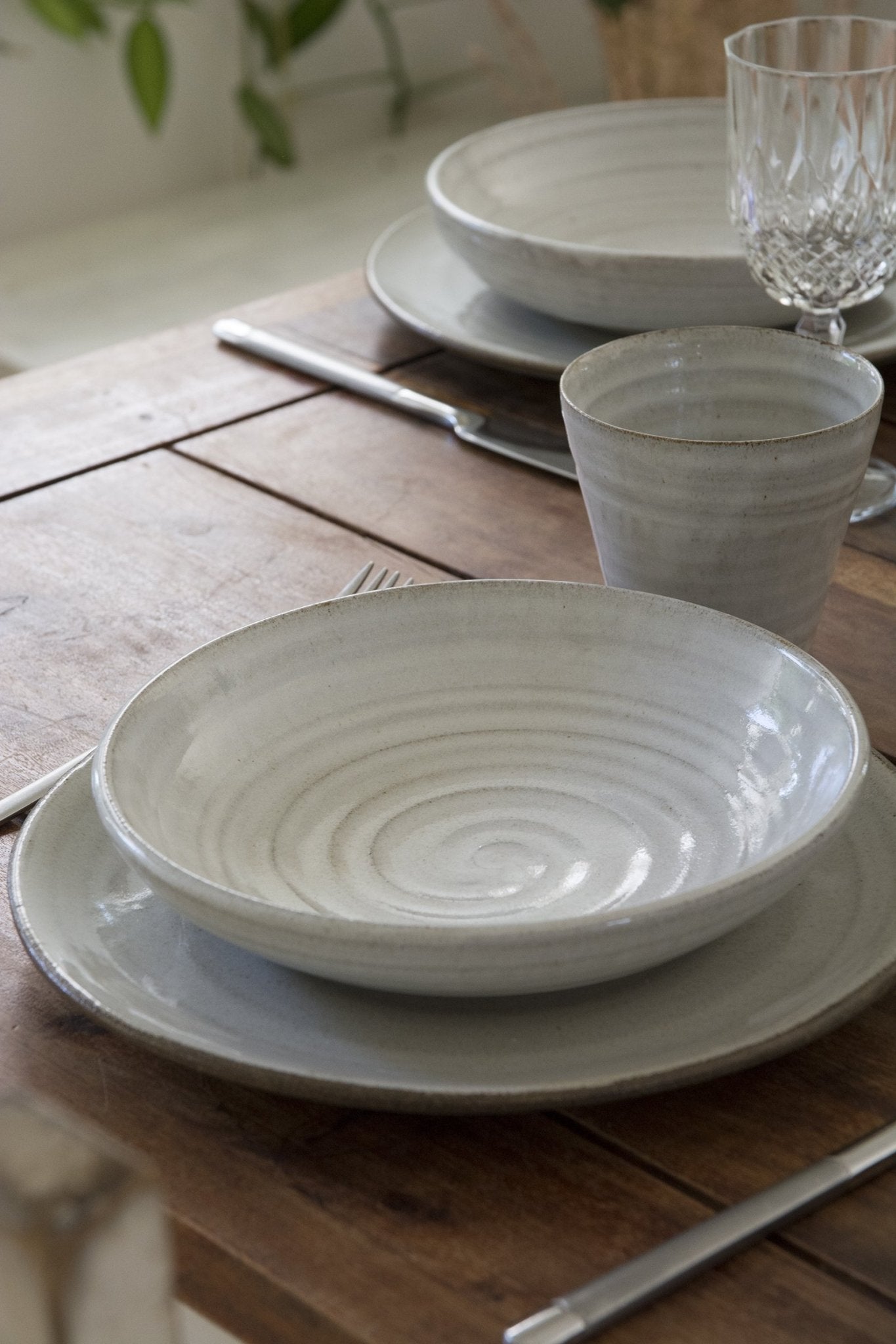 White Rustic Pasta Bowl