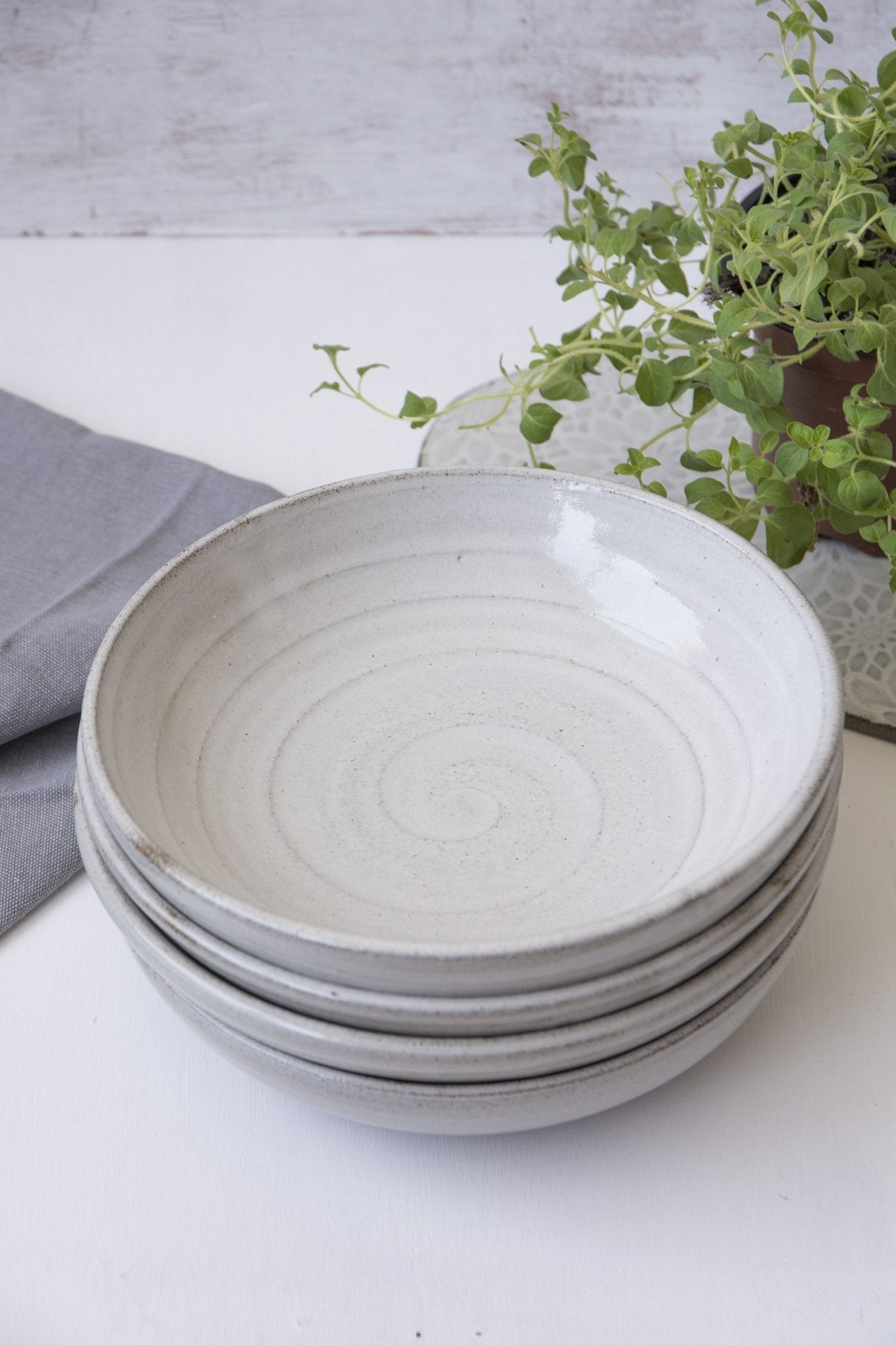 White Rustic Pasta Bowl